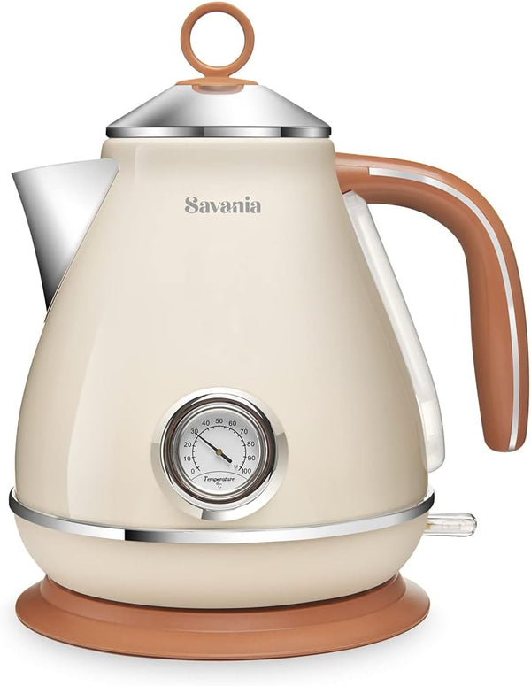 Savania 1.7L Vintage Electric Kettle Temperature Gauge Electric Kettle – Retro Fast-Boil Design with Auto Shut-Off | BNIB