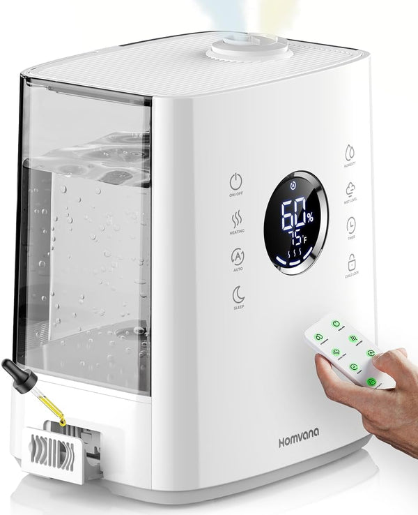 Homvana 6.5L Warm & Cool Mist Humidifier – Large Room Air Humidifier with Sterilization | BNIB