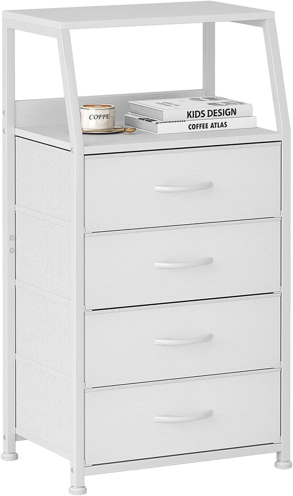 Mexin 4-Drawer Bedroom Dresser – Tall Nightstand Storage Cabinet, White | BNIB