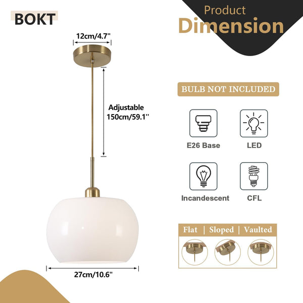 BOKT 1-Light Gold Dome Pendant Light