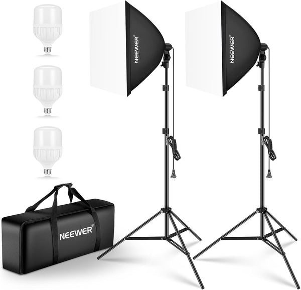 NEEWER 3-Pack Softbox Lighting Kit – 24" x 24" Photography Studio Lights | BNIB