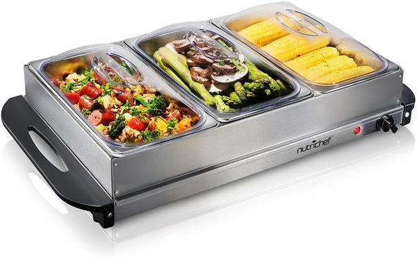 NutriChef Buffet Server & Food Warmer – Stainless Steel Warming Tray | Used Like New