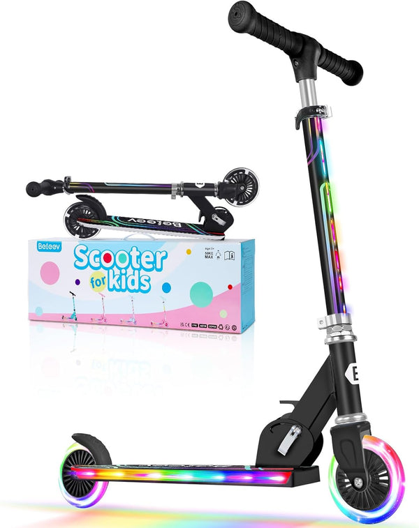 BELEEV V2 Scooters for Kids with Light-Up Wheels & Stem & Deck