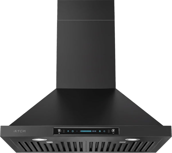 IKTCH 30” Wall Mount Range Hood – 900 CFM Kitchen Vent (Black) | Used Like New