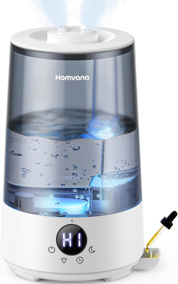 Homvana 3.6L Cool Mist Humidifier – Top-Fill Ultrasonic Humidifier with Essential Oil Diffuser | BNIB