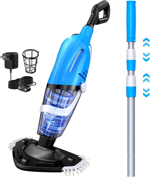 PureSwirlz Handheld Rechargeable Pool Vacuum – 80-Min Runtime with Telescopic Pole | Open Box Like New