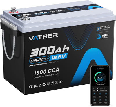 VATRER POWER 12V 300Ah LiFePO4 Lithium Battery – 200A BMS Deep Cycle | BNIB