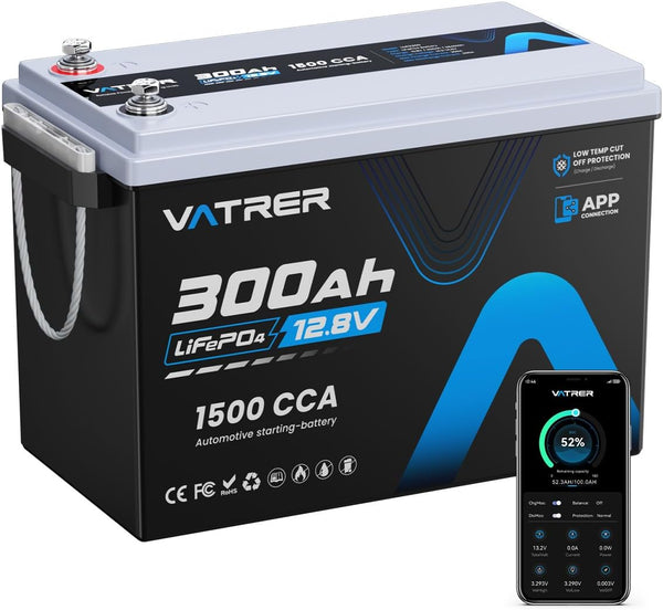 VATRER POWER 12V 300Ah LiFePO4 Lithium Battery – 200A BMS Deep Cycle | BNIB