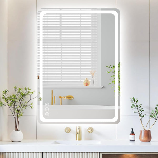 Lmsedf 20"L x 28"W Led Bathroom Mirror with Lights, Anti-Fog