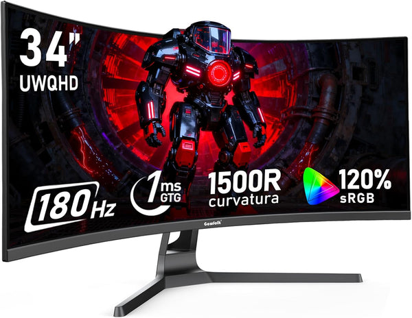 Gawfolk 34" Ultrawide Curved 180Hz Gaming Monitor – Immersive High-Speed Gaming | BNIB