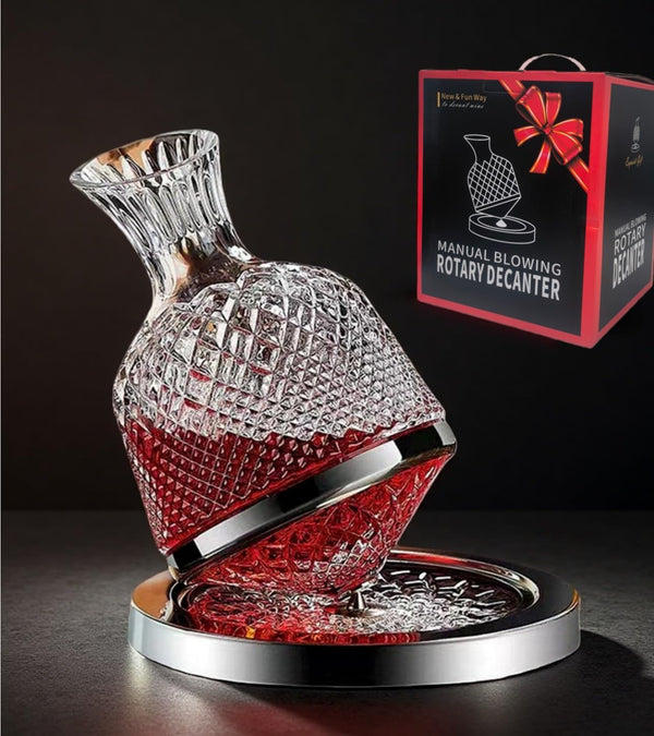 Wine Decanter Set – Jarler 1.5L Crystal Red Wine Decanter with Shelf Spinning Aerator | BNIB