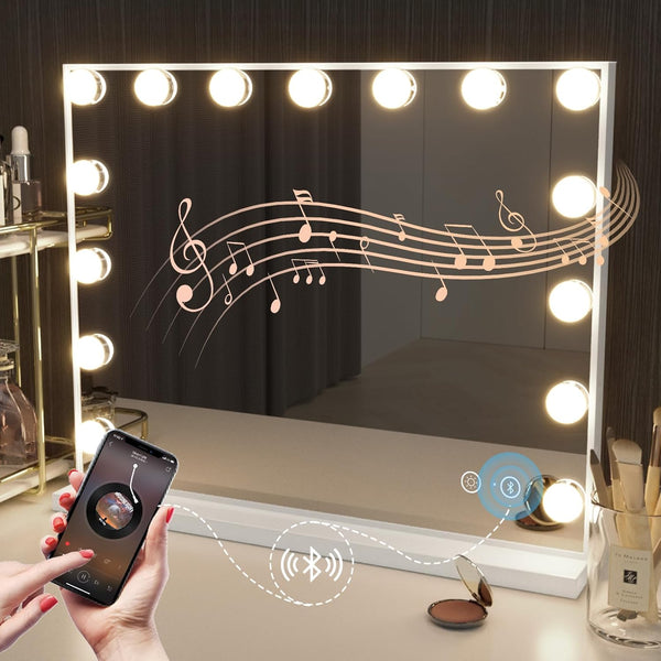 Hansong Bluetooth Hollywood Vanity Mirror with Lights – 15 LED Bulbs Makeup Mirror | BNIB (Missing Cable)