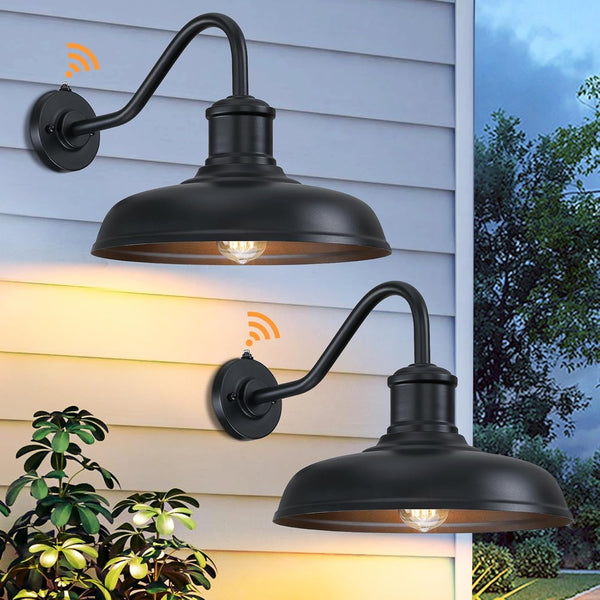MYHXQ 13.8" Dusk-to-Dawn Gooseneck Barn Light (2-Pack) – Outdoor Farmhouse Wall Sconce | BNIB