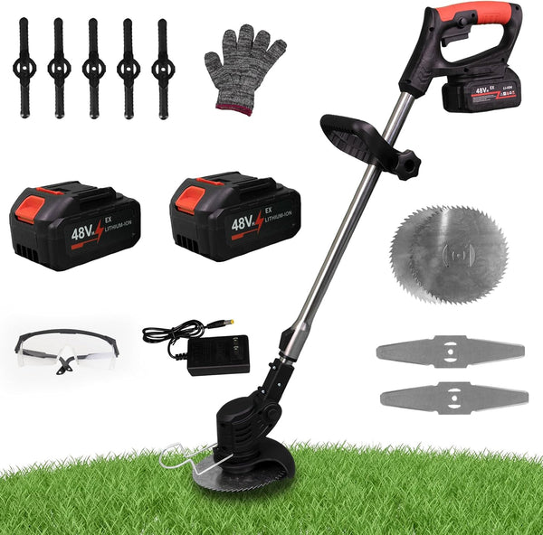 BBTEQEKN Electric Weed Wacker, Grass Trimmer with 2PCS Batteries