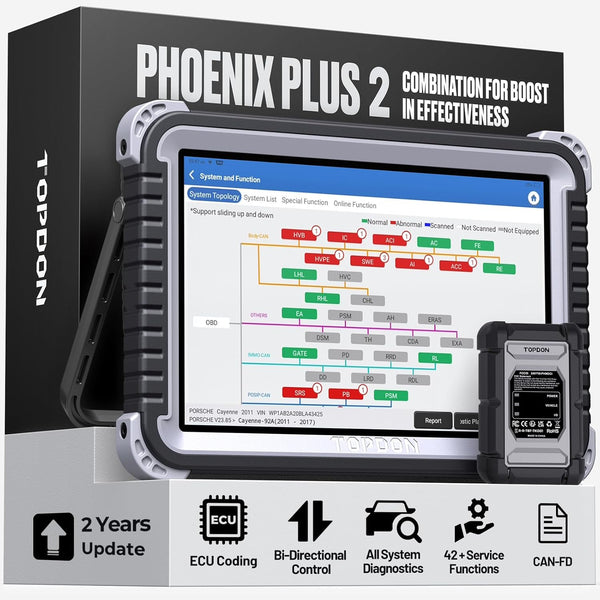 TOPDON Phoenix Plus V2.0 Bidirectional OBD2 Scanner – ECU Coding Diagnostic Tool | BNIB