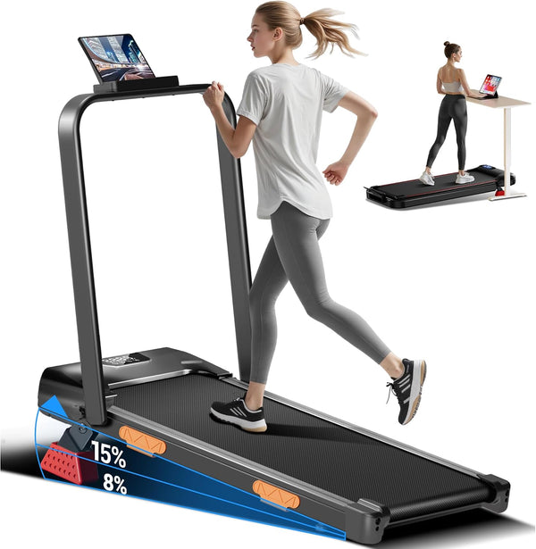 CURSOR FITNESS Walking Pad 2.5HP Foldable Treadmill – 15% Incline, 300 lb Capacity | BNIB