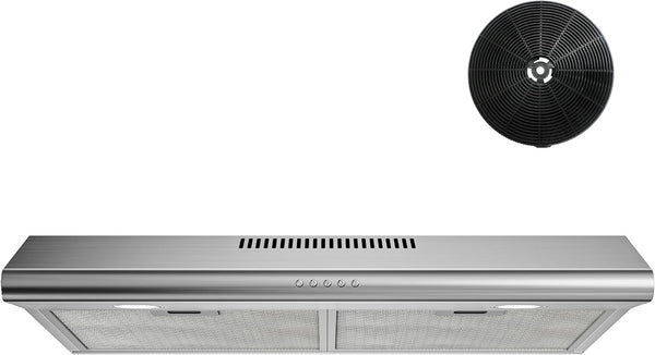 FIREGAS Under Cabinet Range Hood 30″ – 3-Speed Ducted/Ductless Convertible Kitchen Hood with LED Lights & Charcoal Filter | BNIB