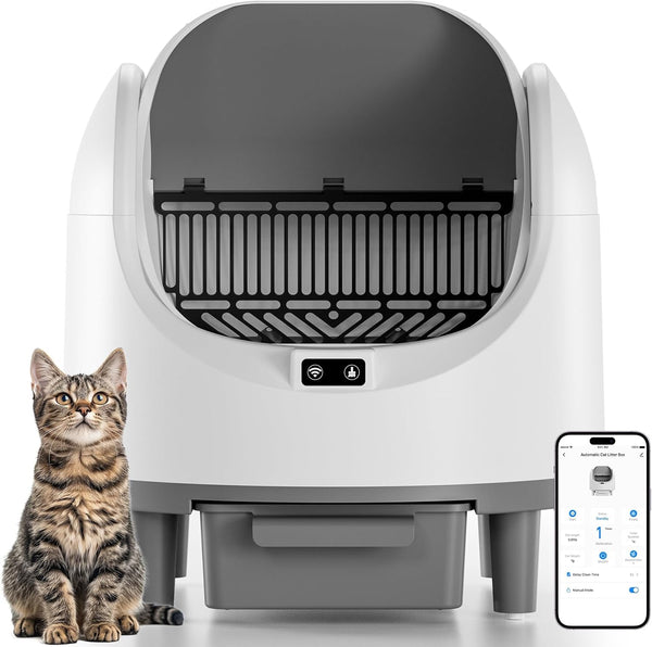 Ricodo Open-Top Large Capacity Self-Cleaning Cat Litter Box – App Control & Dual Safety Sensors | Used