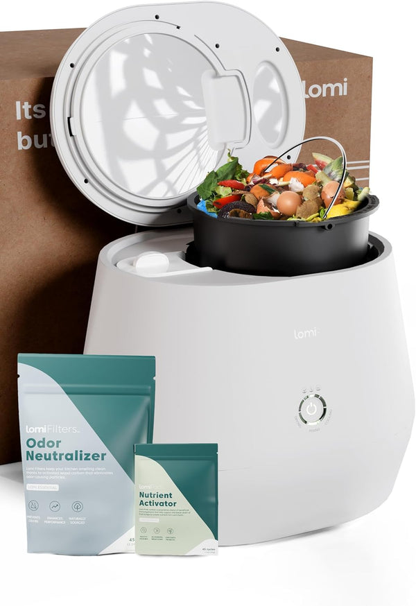 Lomi Smart Waste™ Electric Kitchen Composter 3L Countertop Food Recycler – Odor-Free One-Button Composting | BNIB