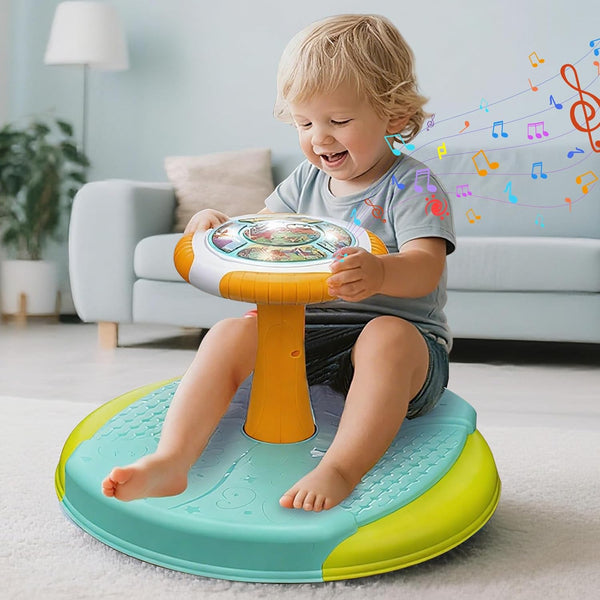 VROGTIK Dinosaur Sit and Spin Toddler Toy – LED Lights & Music | Open Box (Appears New)