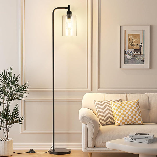Ziisee Industrial Floor Lamp with Glass Shade – LED Lighting & Foot Pedal Switch | BNIB