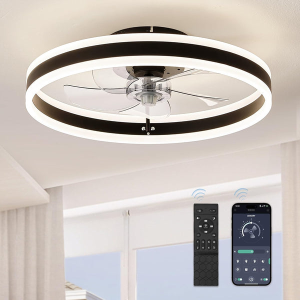 LEDIARY Low Profile Ceiling Fans with Lights, Flush Mount