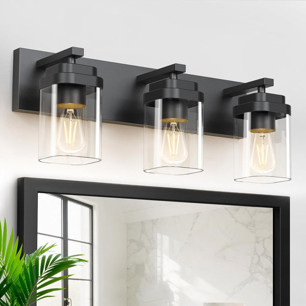 LKHF 3-Light Modern Bathroom Vanity Light Black Over-Mirror Lighting Fixture – Bright Contemporary Wall Lighting | BNIB