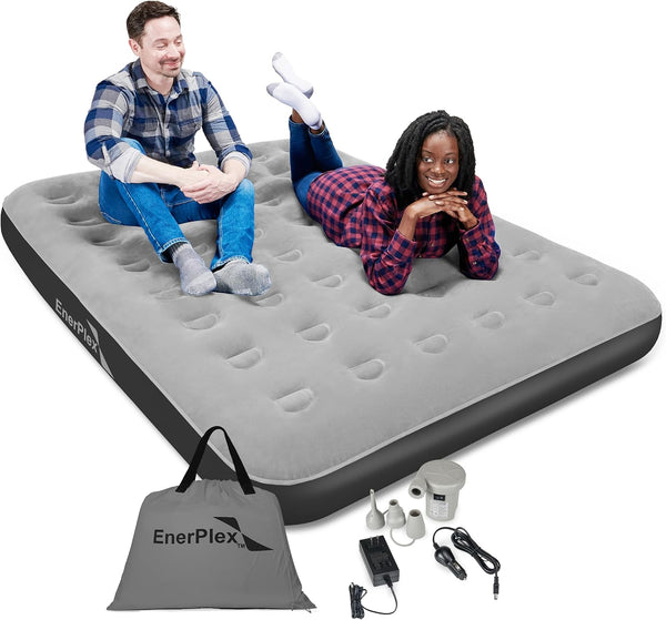 EnerPlex Never-Leak Queen Camping Airbed with High Speed Pump