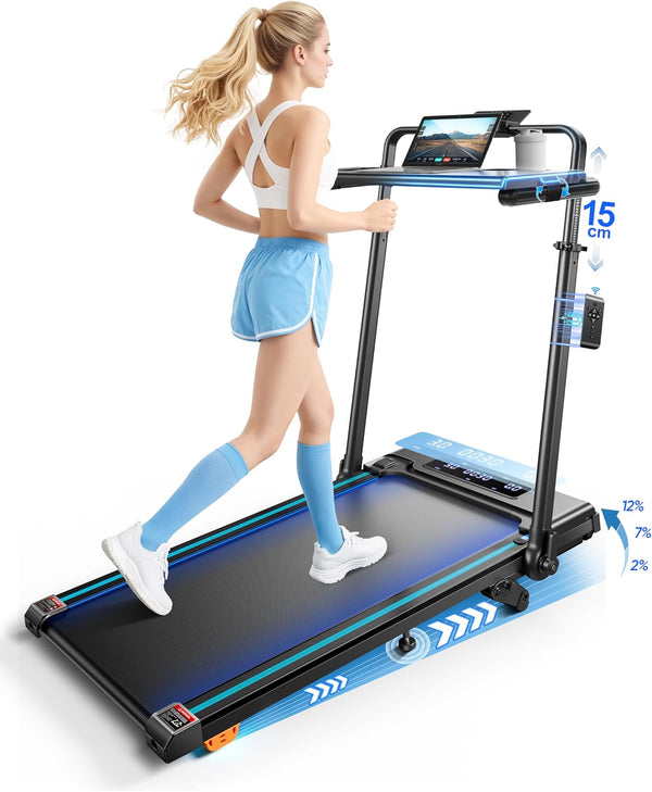 RUNIMON 6-in-1 Folding Treadmill – 3.0HP Walking Pad with 12% Incline | Open Box Like New